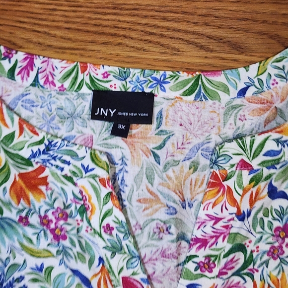 Jones New York Linen Blend Floral Blouse 3x - Picture 6 of 11